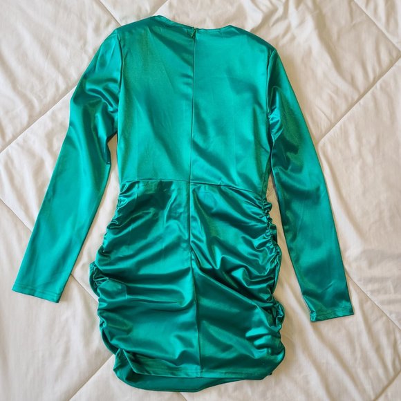 Green Satin Spandex Party Dress! - Picture 8 of 9